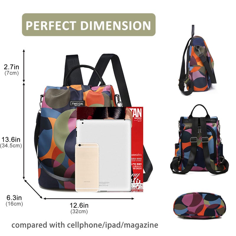 Fmeida Waterproof Fashion Backpack Purse for Women Anti Theft Womens Classical Daypack Travel Nylon Oxford Shoulder Bag - Image 3